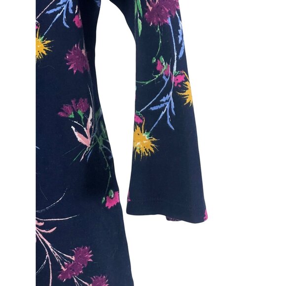 Style & Co Floral 3/4 Sleeve Top Size PM Navy Lightweight Casual Bohemian - Picture 4 of 11